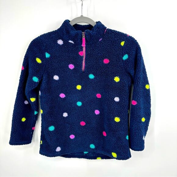 Jumping Beans fuzzy polkadot quarter zip pullover fleece Size 7 - Picture 1 of 5